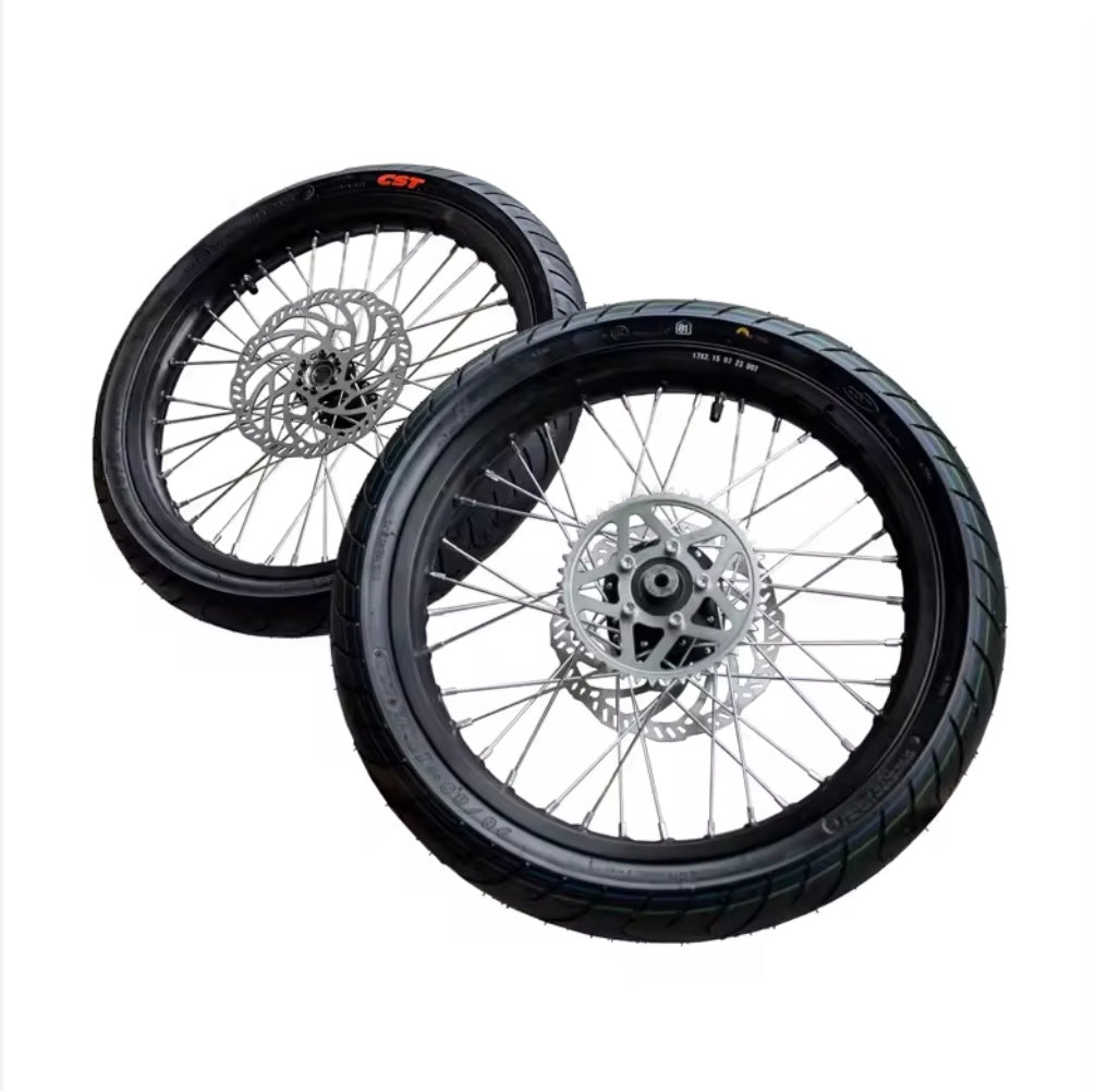 (PRE - ORDER) Surron/Eride Pro Supermoto Wheelset Kit (SILVER SPOKED)