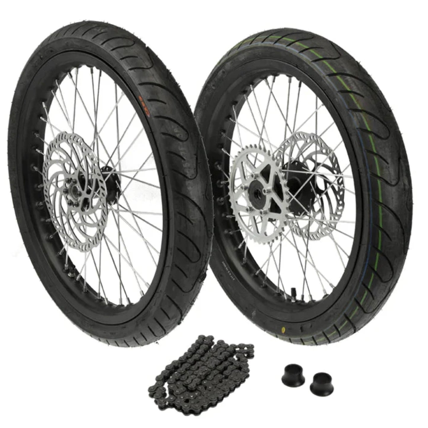 (PRE - ORDER) Surron/Eride Pro Supermoto Wheelset Kit (SILVER SPOKED)