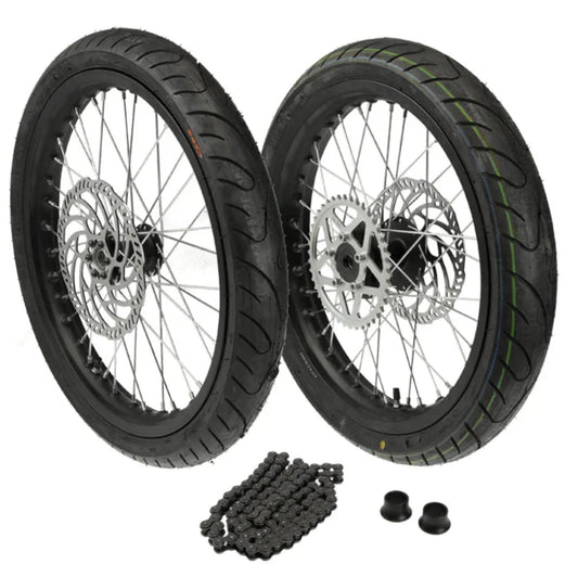 (PRE - ORDER) Surron/Eride Pro Supermoto Wheelset Kit (SILVER SPOKED)